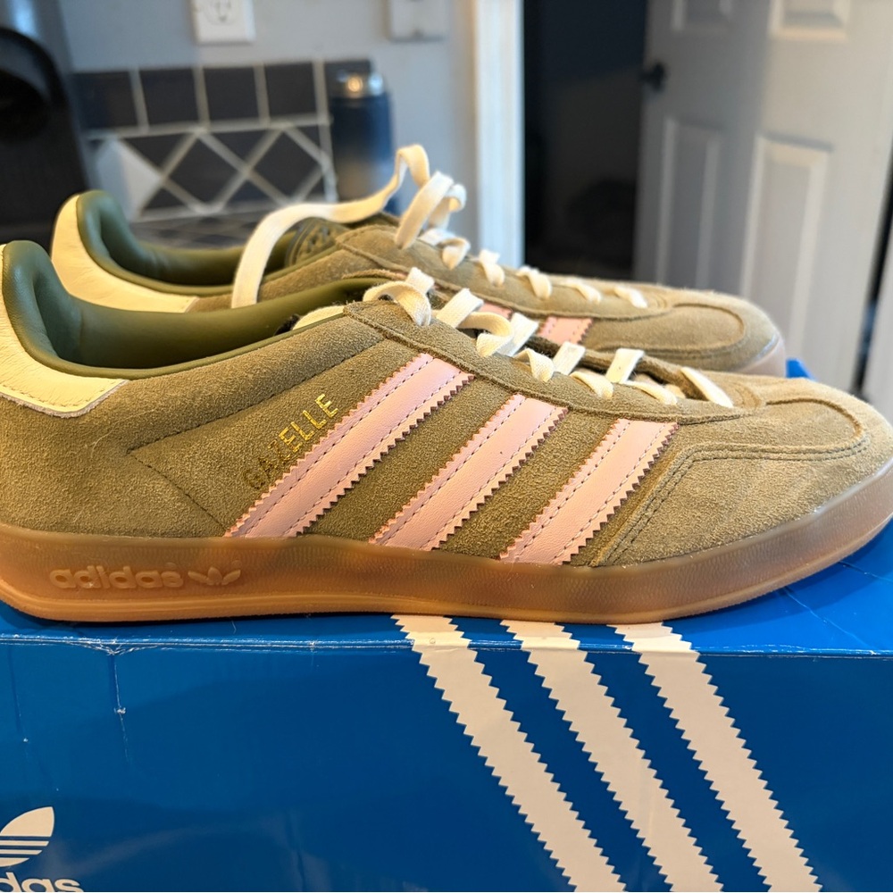 Adidas Gazelle Olive and Light Pink Sneakers HTF